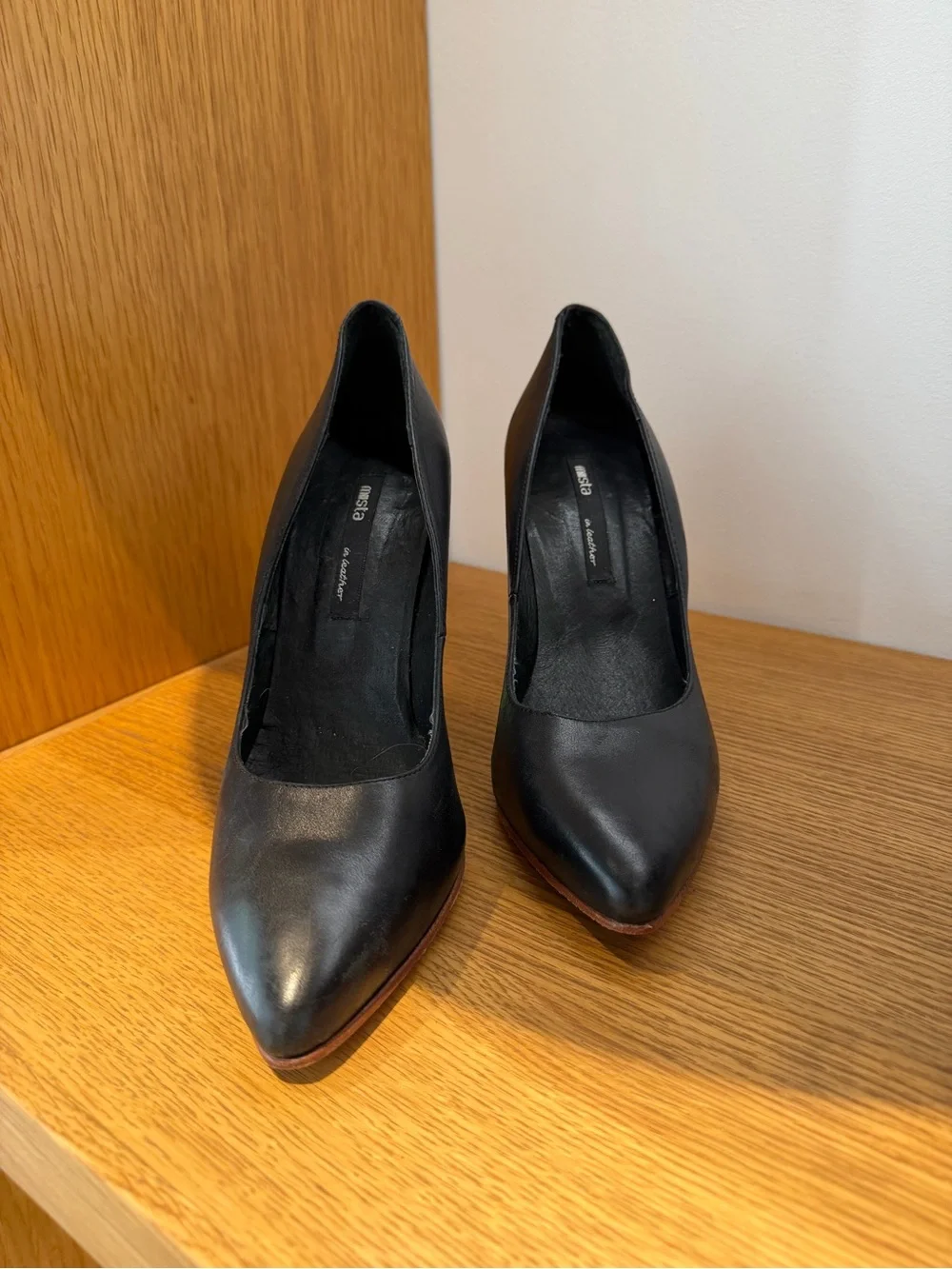 Black Pumps with Geometric Green Accent lucite Heels - Women's Shoes.
